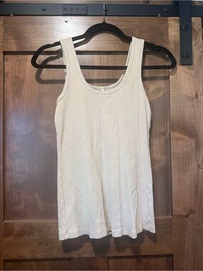 Women's Ribbed Tank Top in Cream - Sleeveless Scoop Neck
